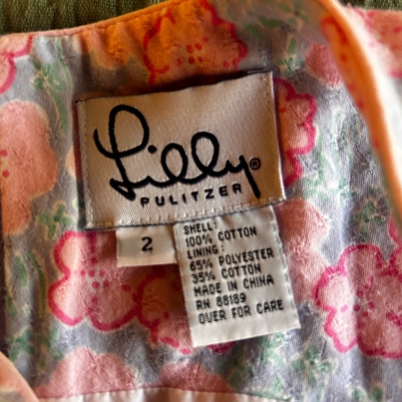 Vintage Lilly Pulitzer Floral Pink and Green Shift size 2 - Picture 3 of 9
